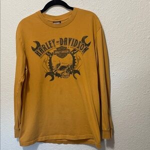 Harley-Davidson Men's Long Sleeve Orange Shirt. Good Condition. Size L.